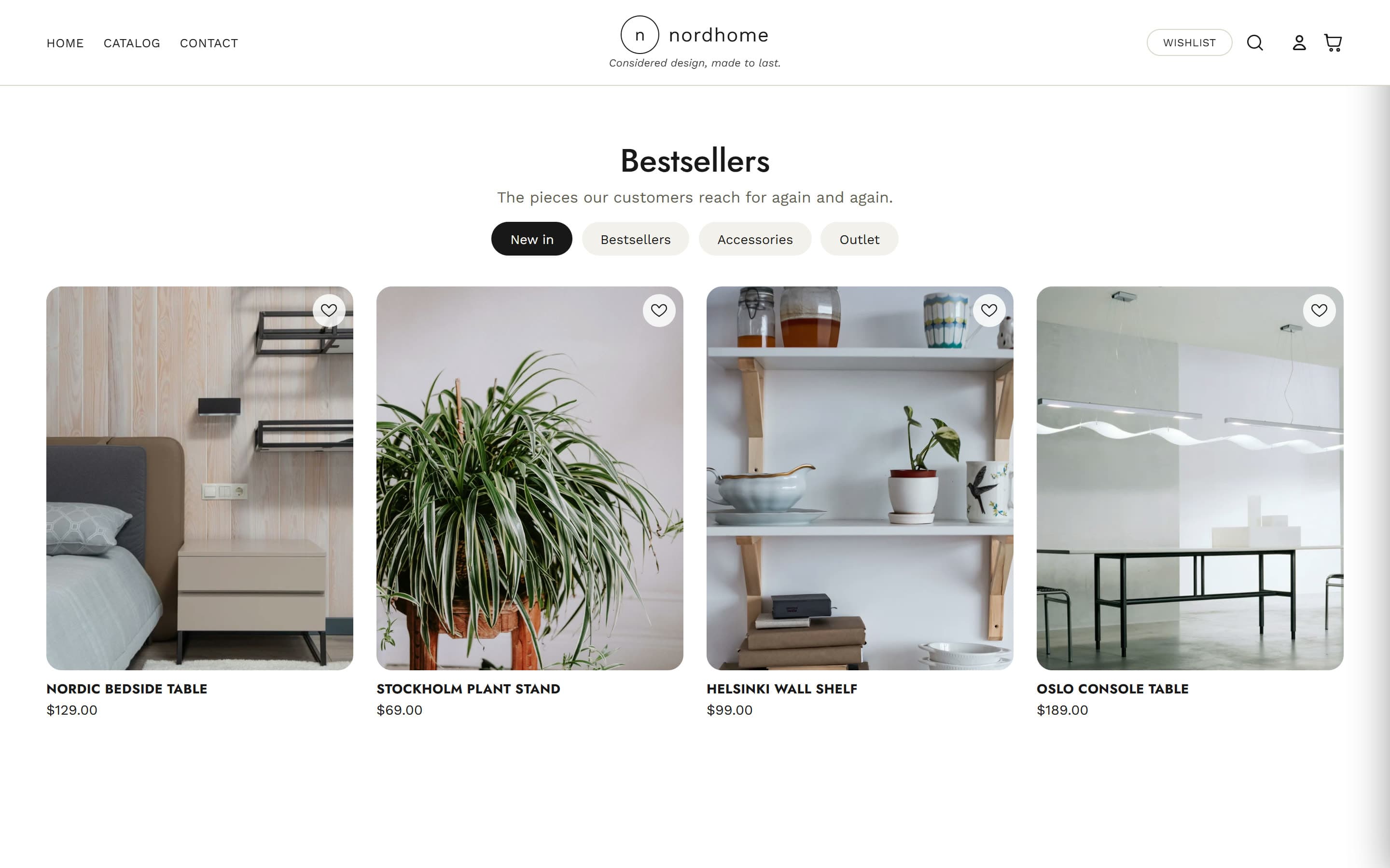 Nordhome bestsellers product rail with quick view controls